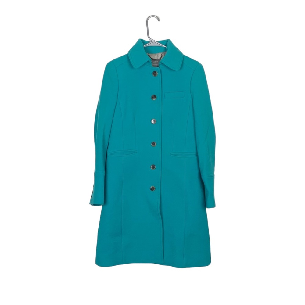 J Crew Lady Day Coat size 2 double cloth Italian wool teal